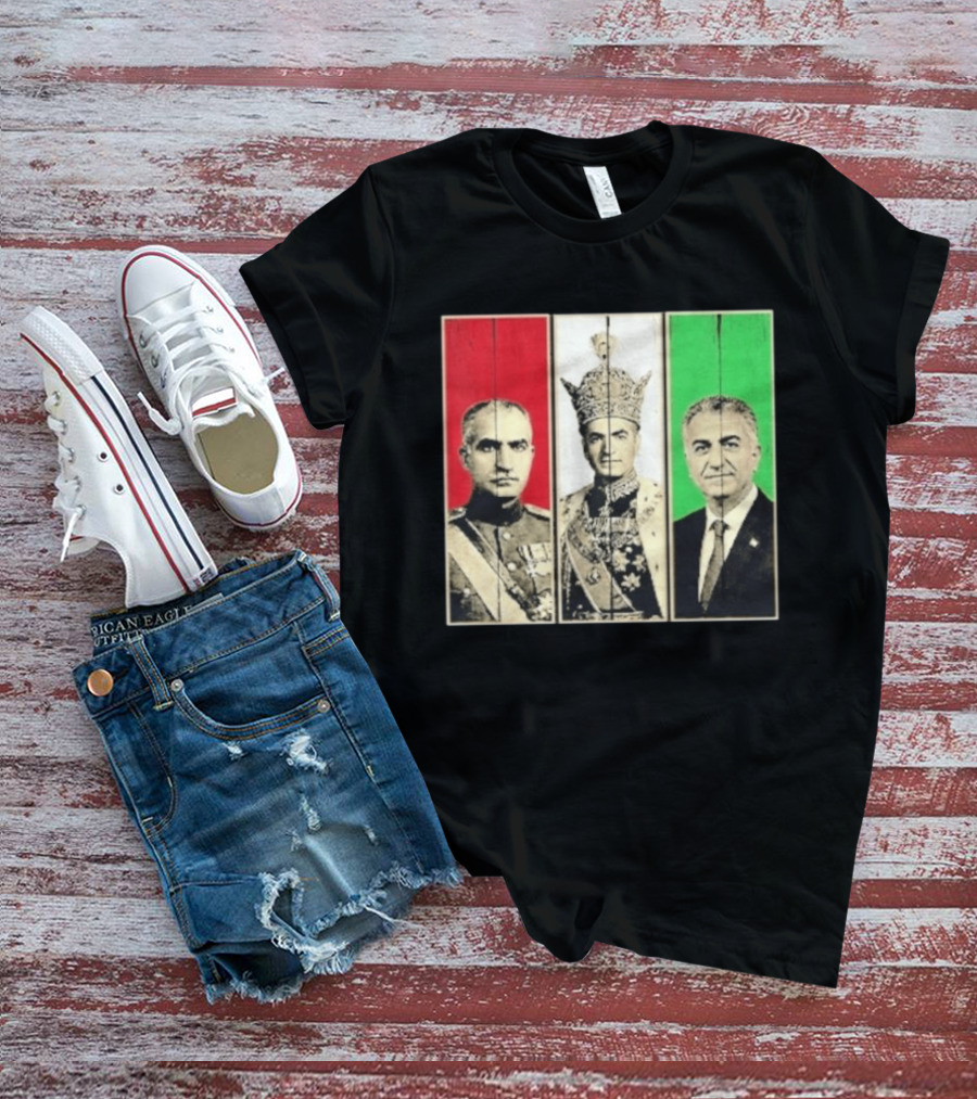 Pahlavi Dynasty Generations Reza Shah Mohammad Reza Iran Flag T-Shirt