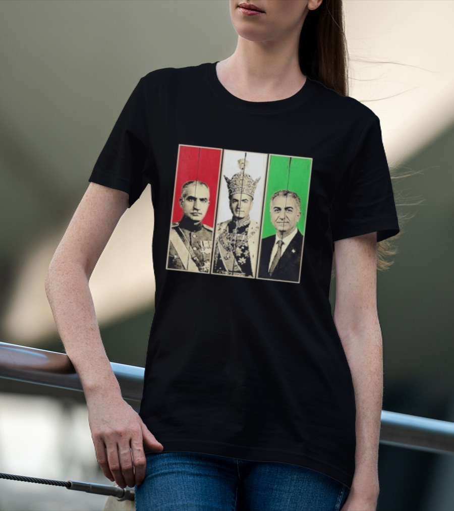 Pahlavi Dynasty Generations Reza Shah Mohammad Reza Iran Flag T-Shirt
