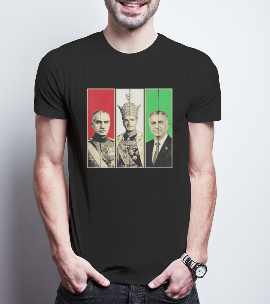 Pahlavi Dynasty Generations Reza Shah Mohammad Reza Iran Flag T-Shirt