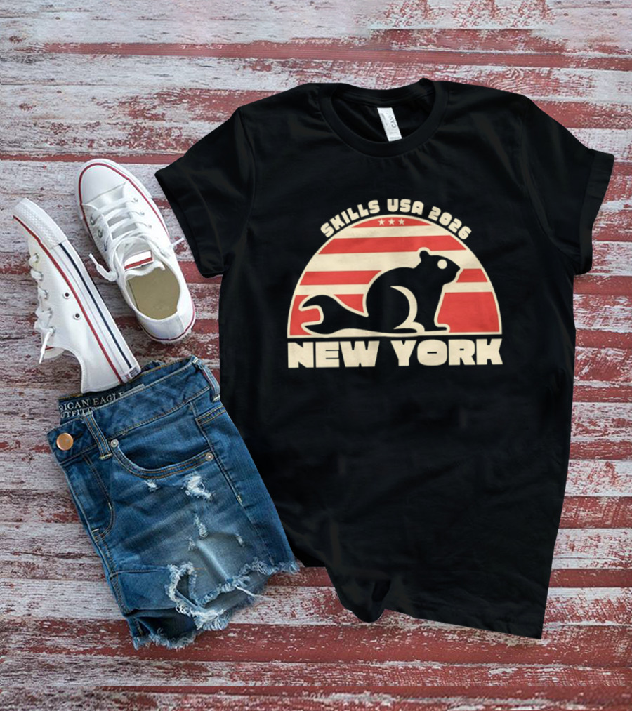 Skills USA 2026 New York Patriotic Beaver Flag T-Shirt