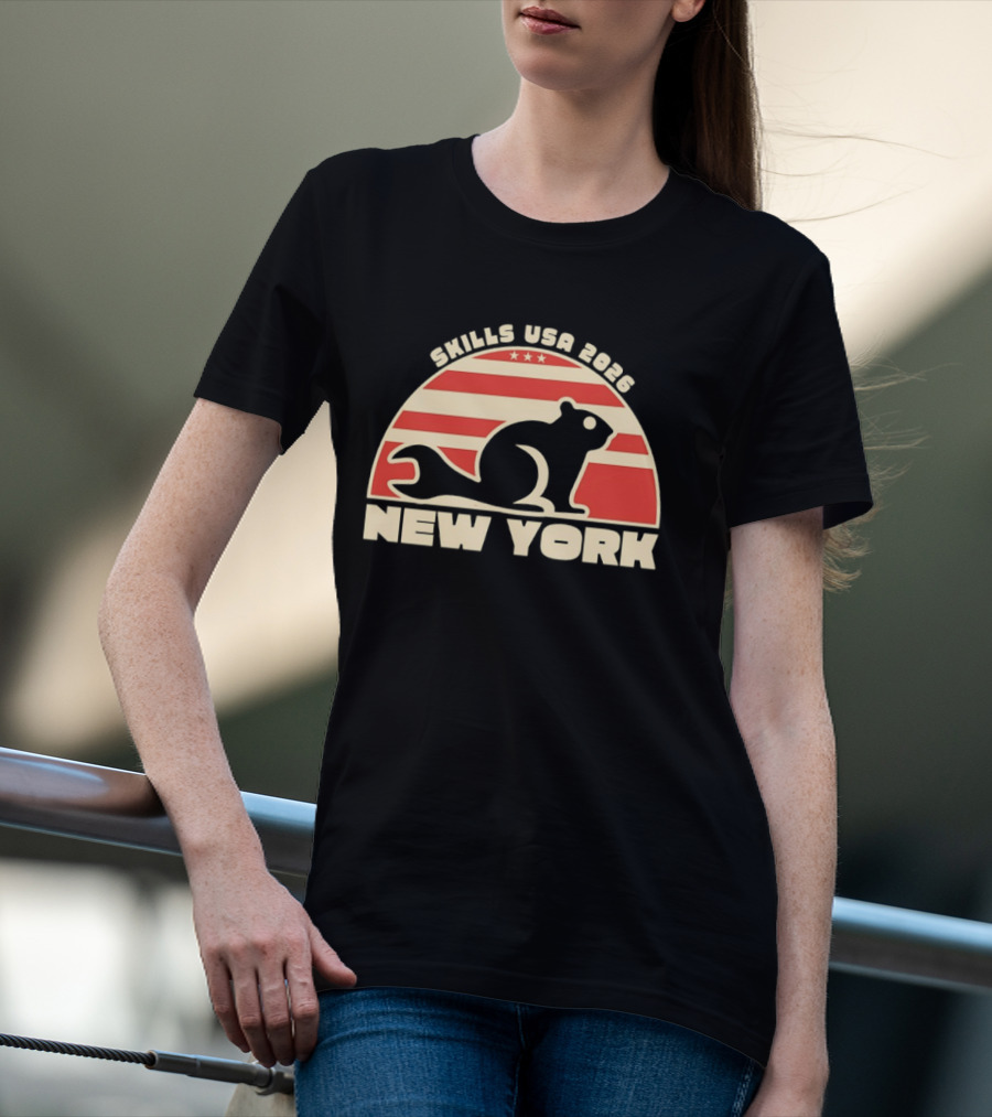 Skills USA 2026 New York Patriotic Beaver Flag T-Shirt