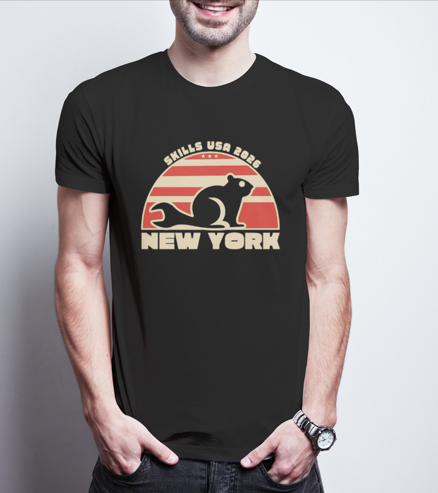 Skills USA 2026 New York Patriotic Beaver Flag T-Shirt