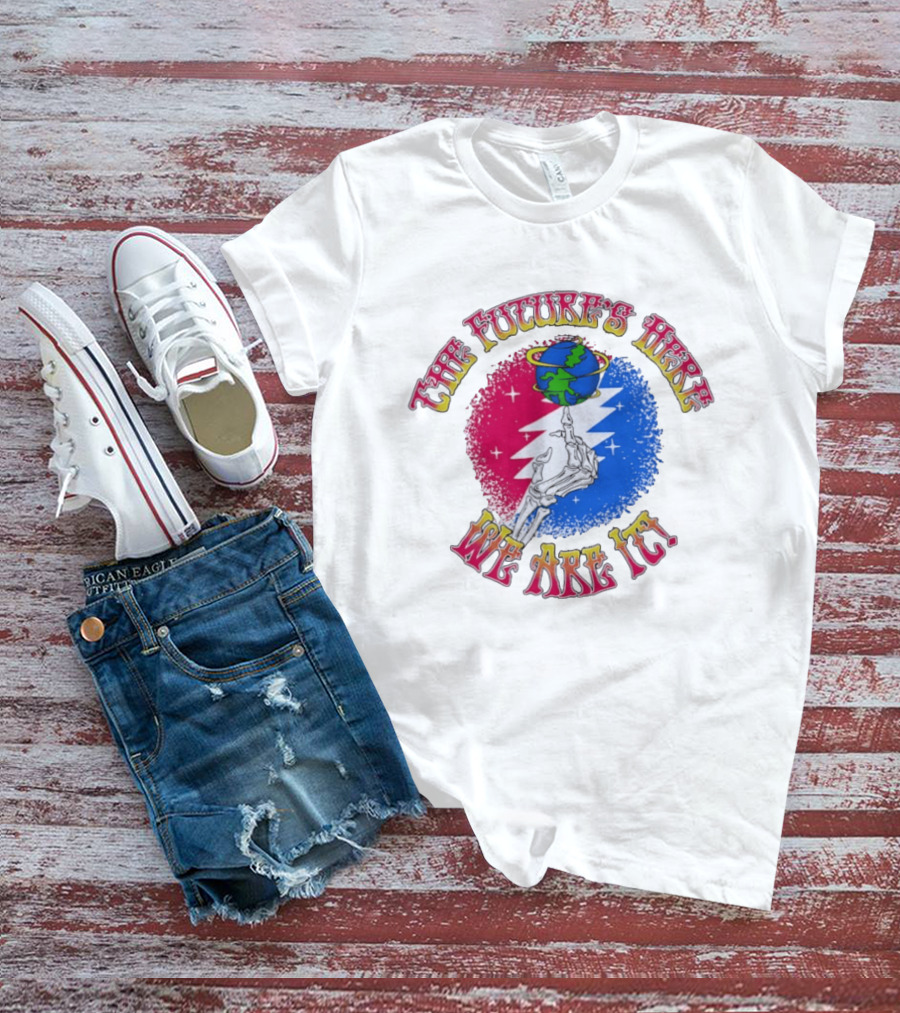 Grateful Dead Skeleton Future's Here We Are It Earth Lightning Bolt T-Shirt