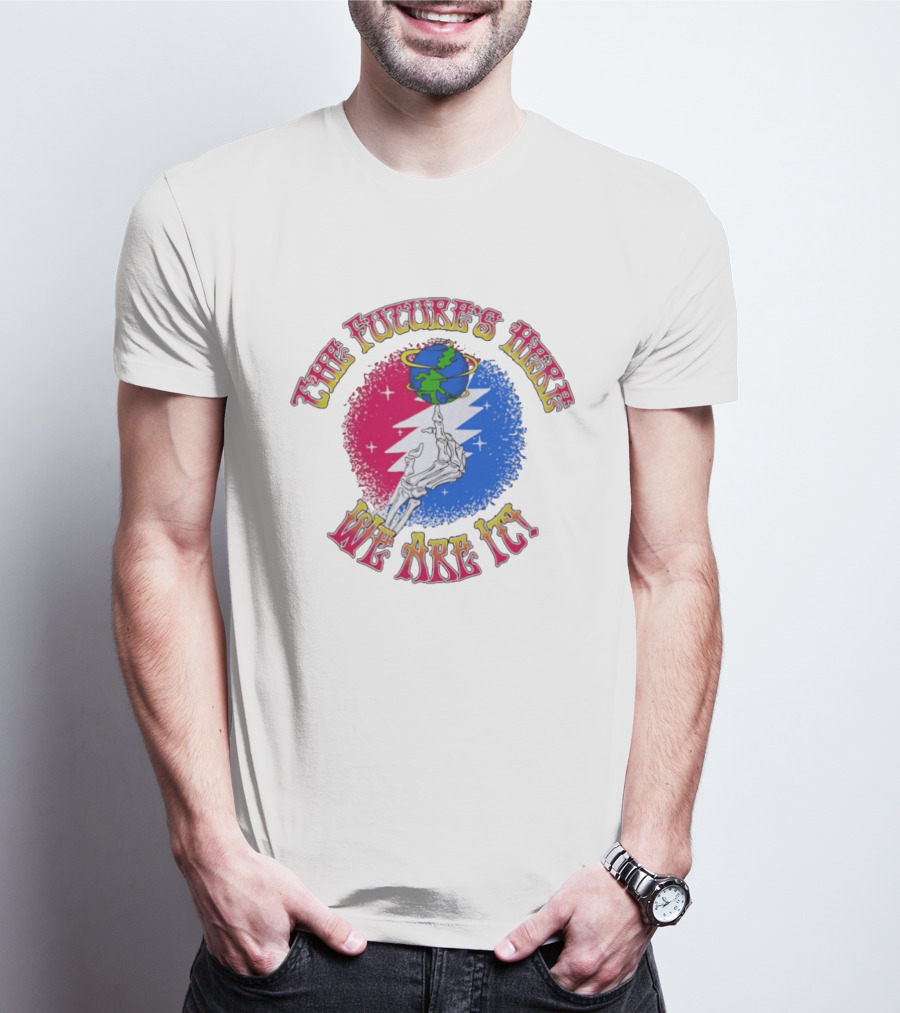 Grateful Dead Skeleton Future's Here We Are It Earth Lightning Bolt T-Shirt