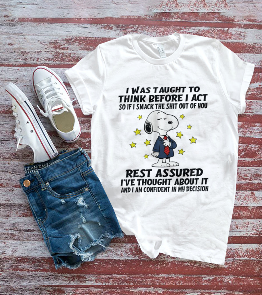 Snoopy Thinking Before Acting Humor T-Shirt