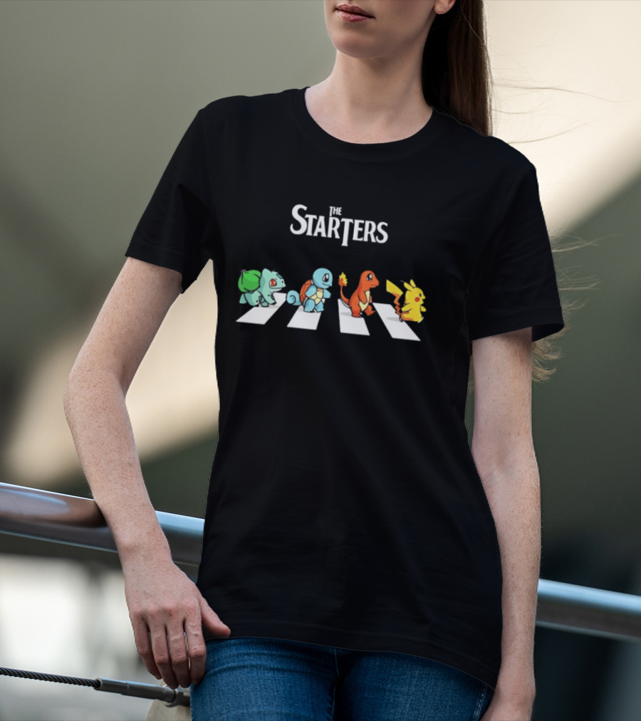 The Starters Pokemon Characters Walking Abbey Road T-Shirt