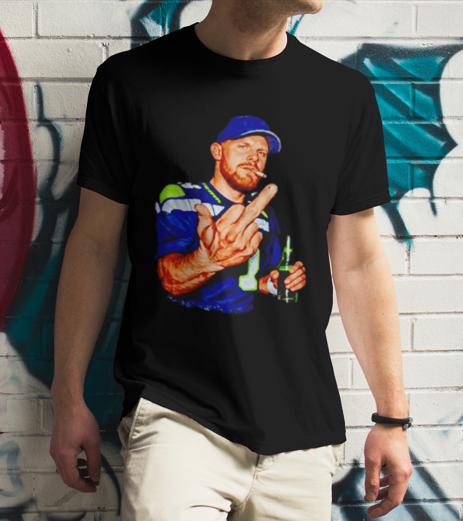 Ernest Jones Seahawks Sam Darnold Middle Finger Beer Cigarette T-Shirt