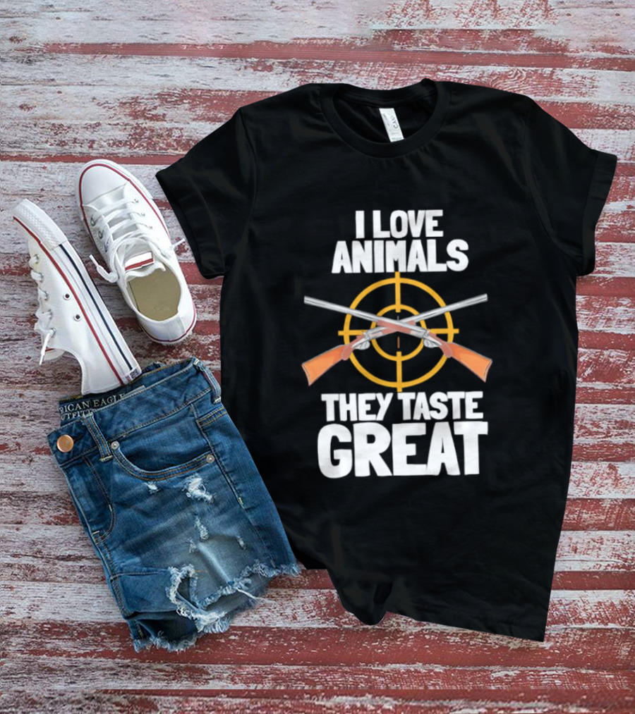 I Love Animals They Taste Great Hunting Humor T-Shirt