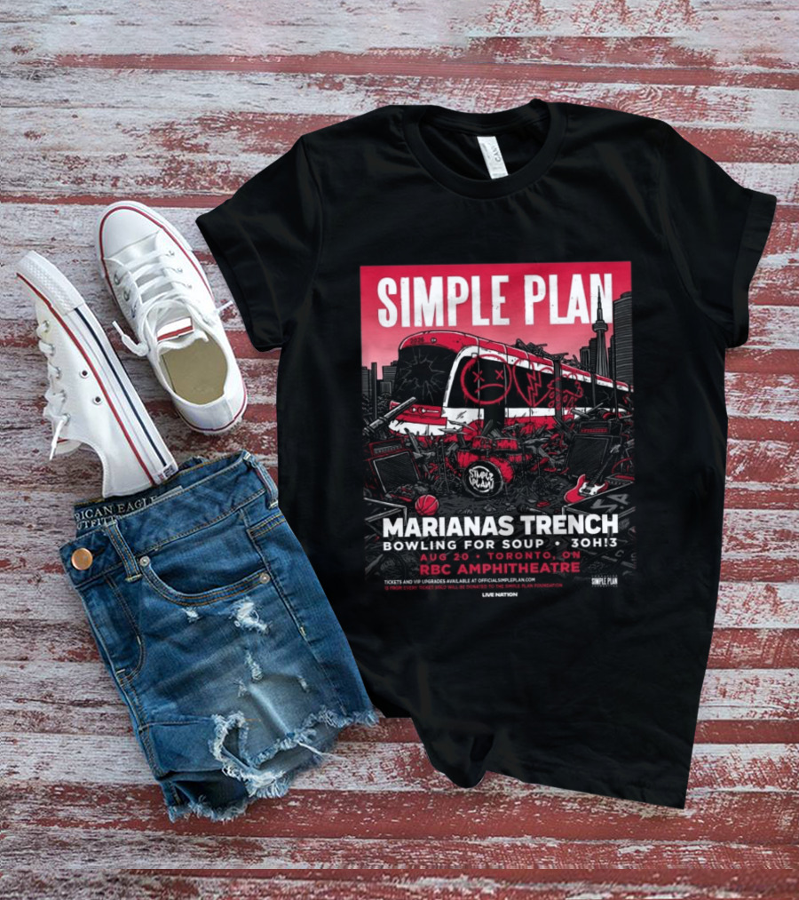 Simple Plan Marianas Trench Bowling For Soup 3OH!3 2026 Toronto RBC Amphitheatre August 20 T-Shirt