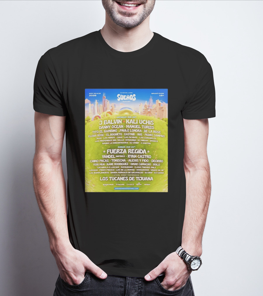 Suenos Chicago 2026 Festival Latino Full Lineup J Balvin Kali Uchis Fuerza Regida Grant Park May 23 24 T-Shirt
