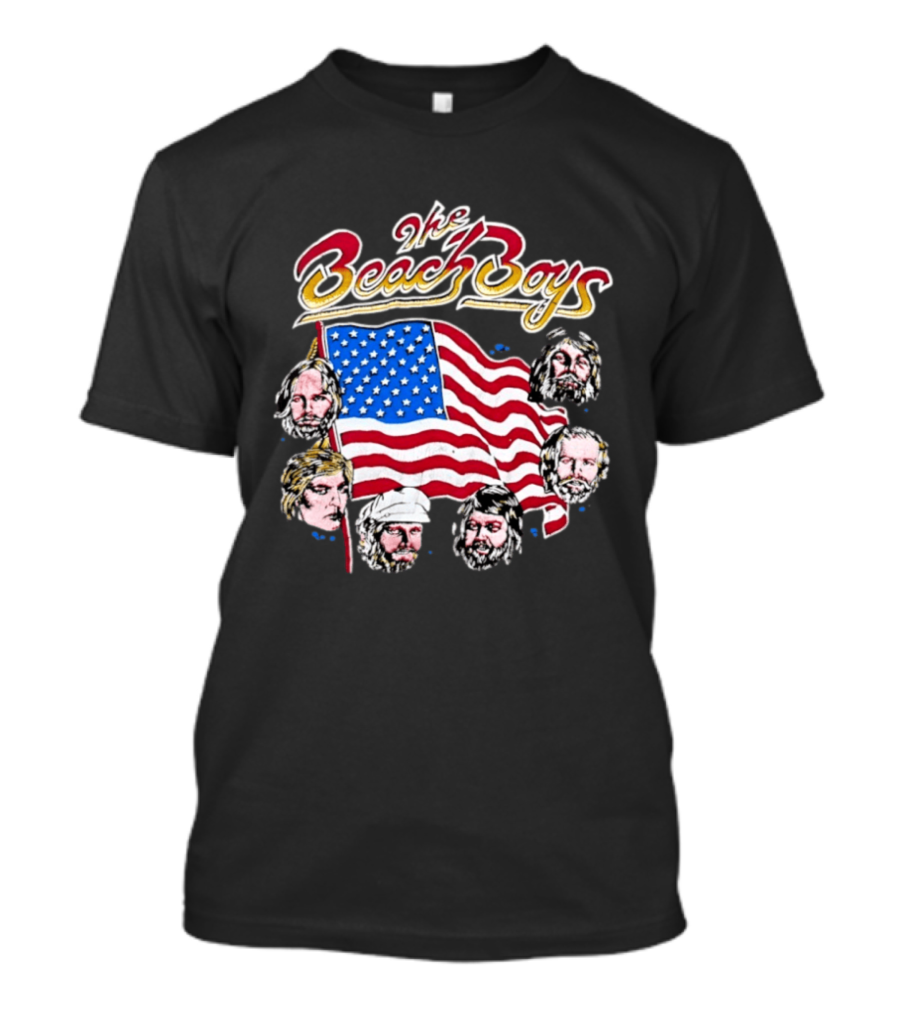 The Beach Boys USA Flag Vintage Style With Band Member Portraits T-Shirt