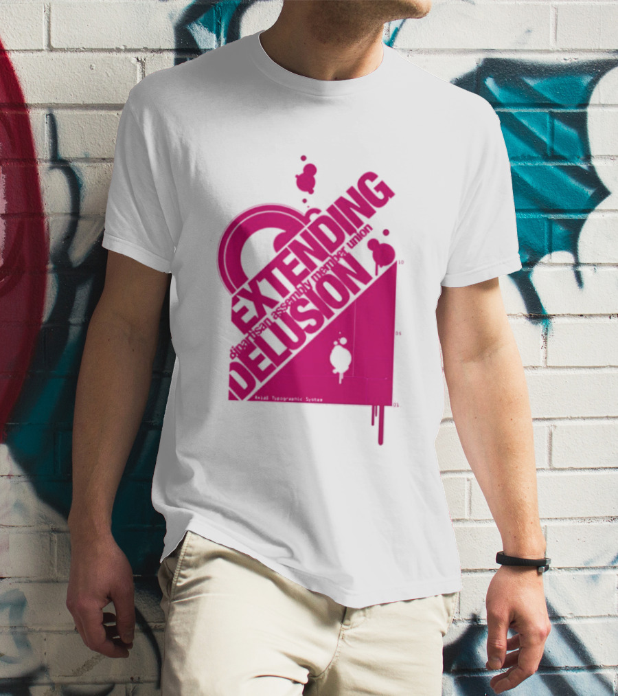 Extending Delusion Bipartisan Assembly Member Union Pink Skater Splatter T-Shirt