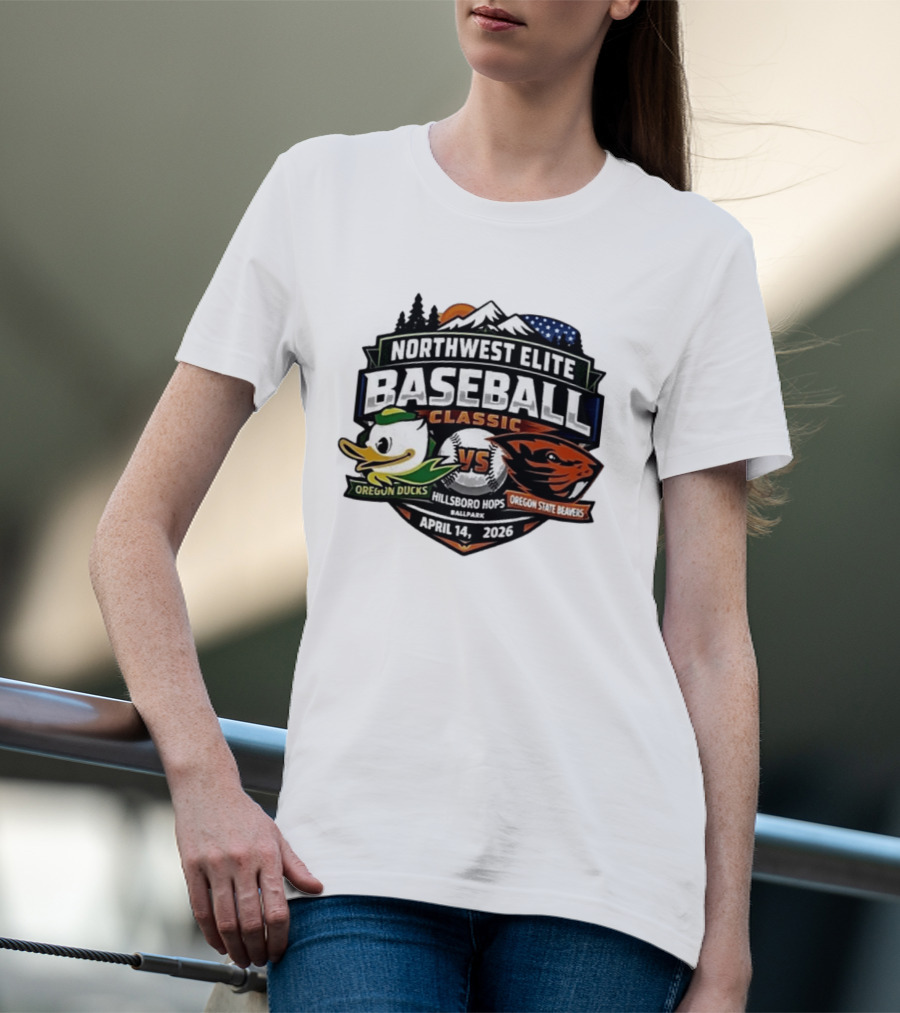 Northwest Elite Baseball Classic Oregon Ducks Vs Oregon State Beavers Hillsboro Hops Ballpark April 14 2026 T-Shirt