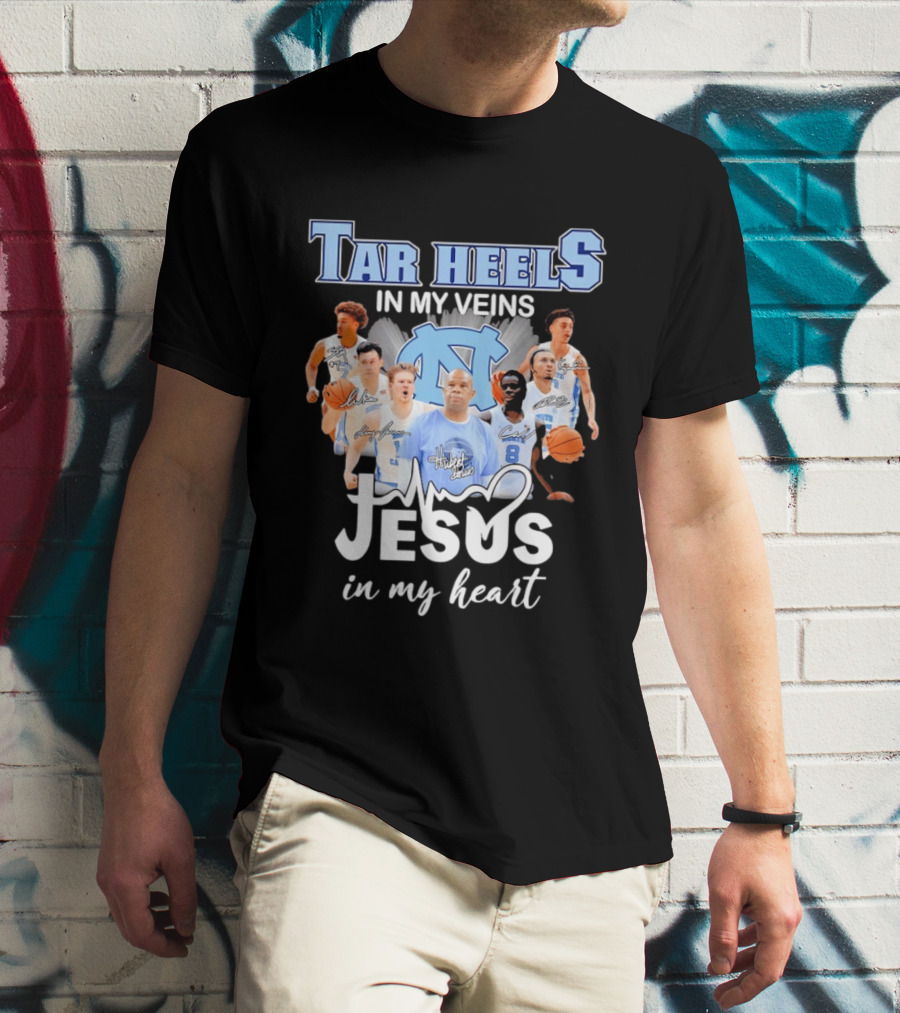 Tar Heels In My Veins Hubert Davis Jesus In My Heart T-Shirt