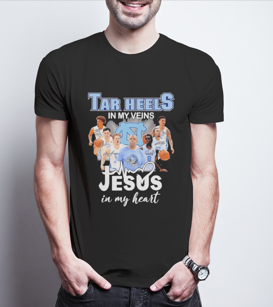 Tar Heels In My Veins Hubert Davis Jesus In My Heart T-Shirt