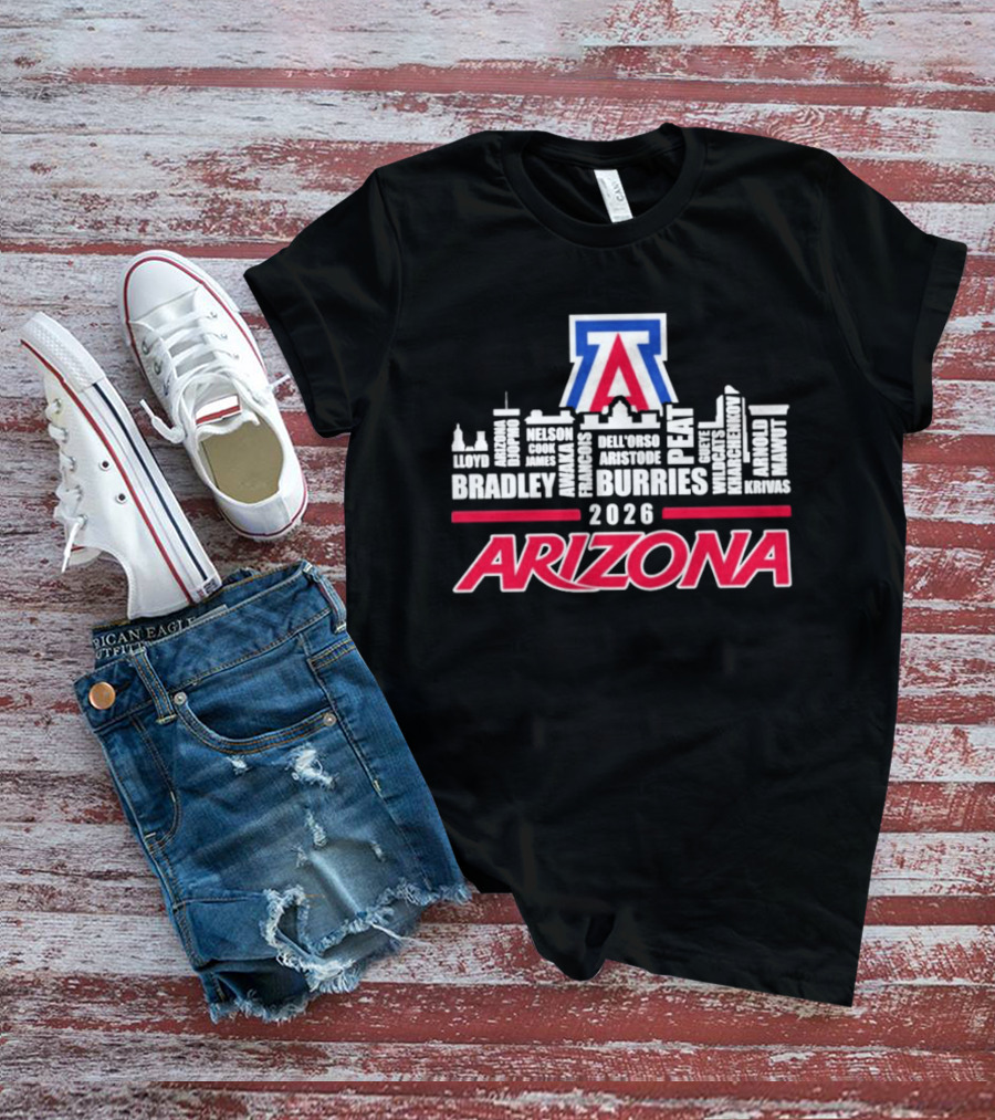 Arizona Wildcats 2026 City Names Bradley Burries Skyline T-Shirt
