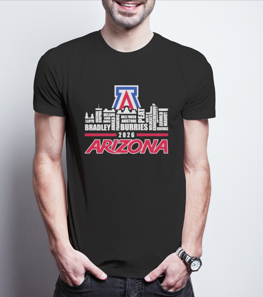 Arizona Wildcats 2026 City Names Bradley Burries Skyline T-Shirt