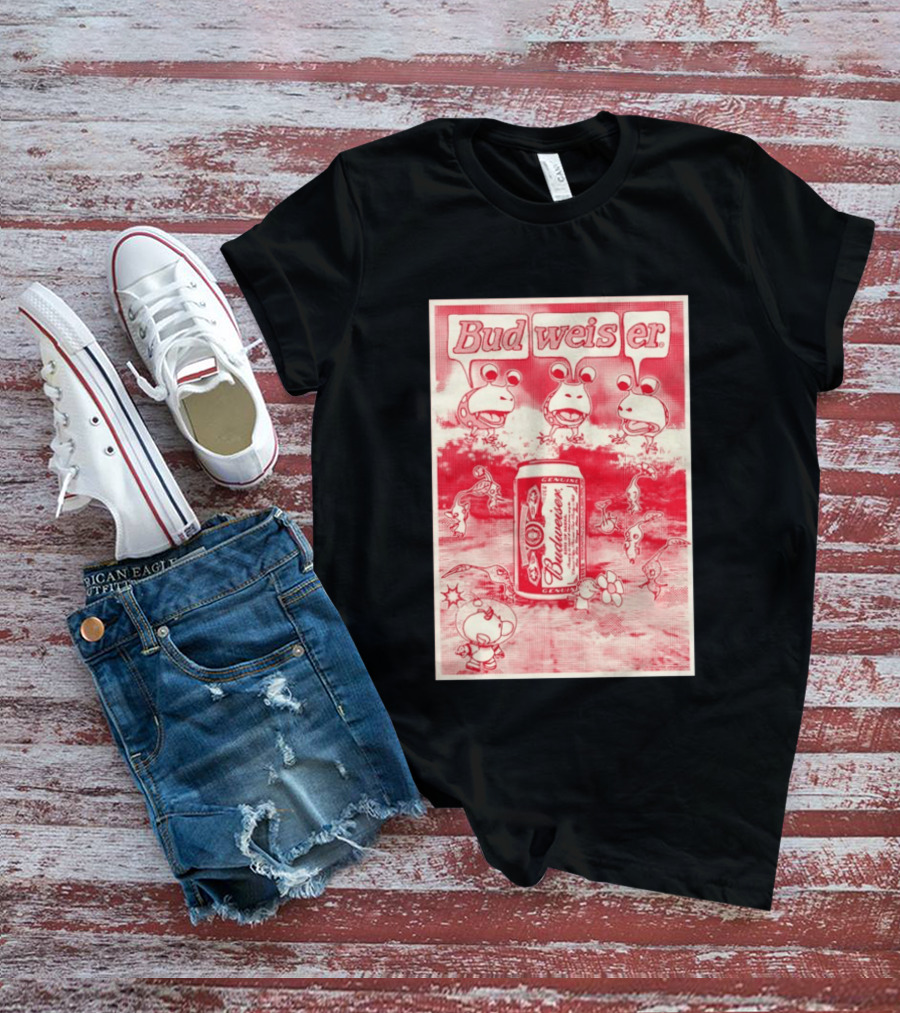 Budweiser Bud Weis Er Anheuser Busch Beer Can Frog Characters T-Shirt