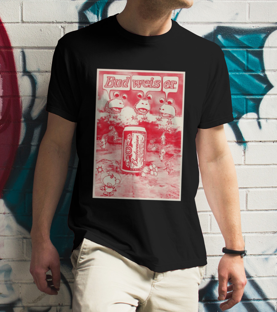 Budweiser Bud Weis Er Anheuser Busch Beer Can Frog Characters T-Shirt