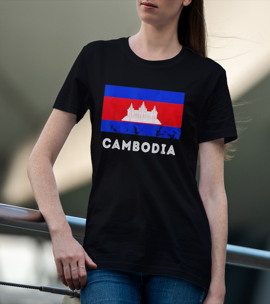 Cambodia Flag With Angkor Wat T-Shirt