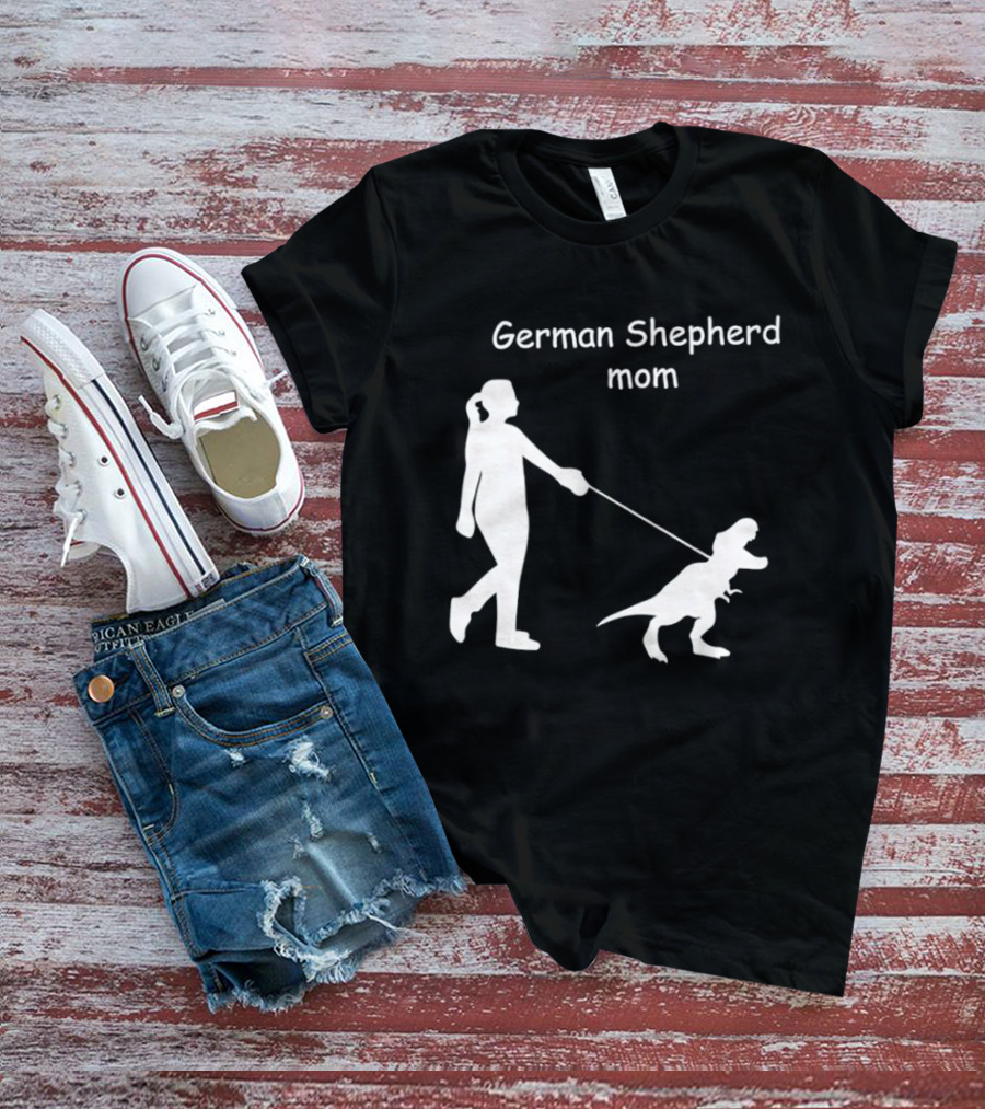 German Shepherd Mom Dinosaur Walking T-Shirt