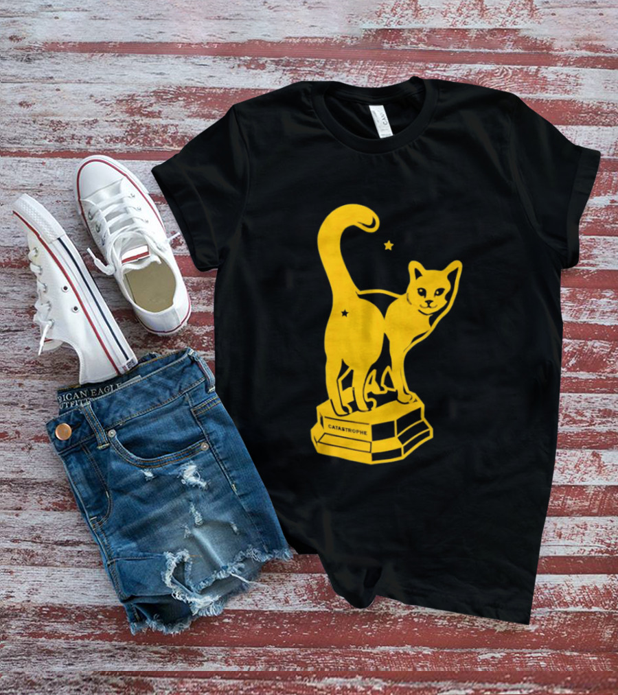 Catastrophe Cat Trophy Black Yellow Star Award T-Shirt