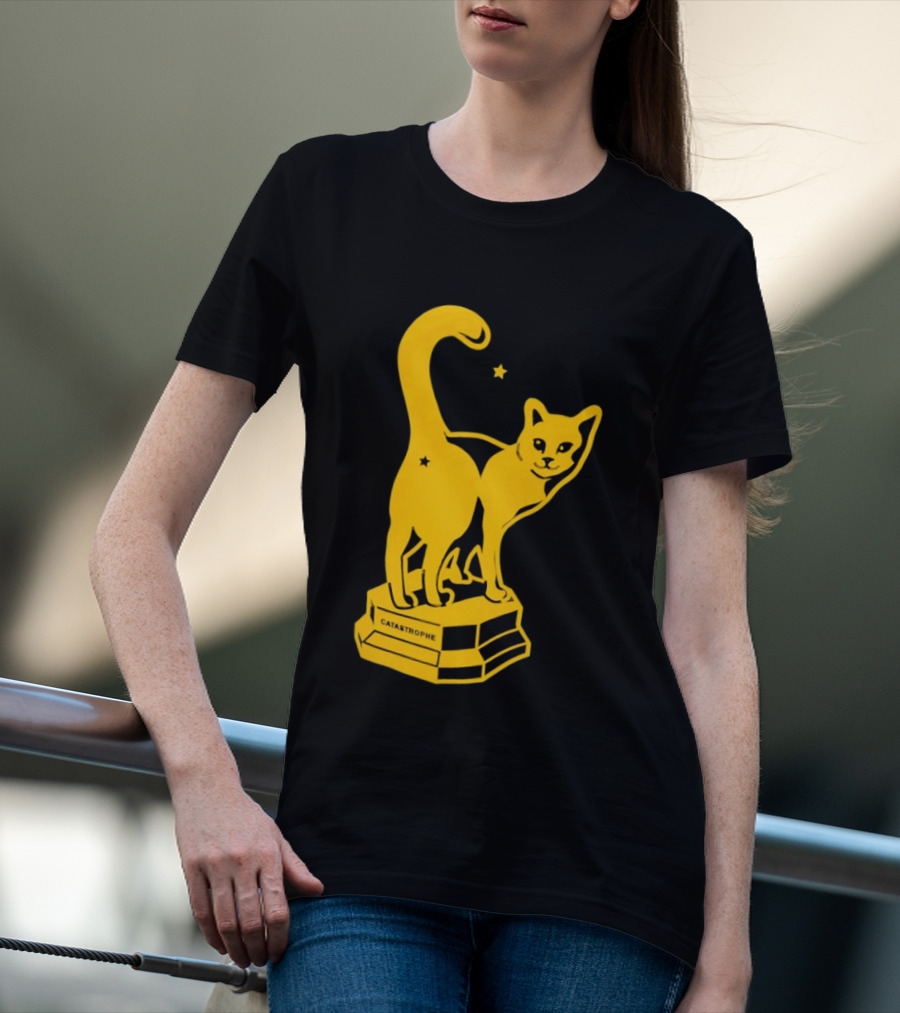 Catastrophe Cat Trophy Black Yellow Star Award T-Shirt