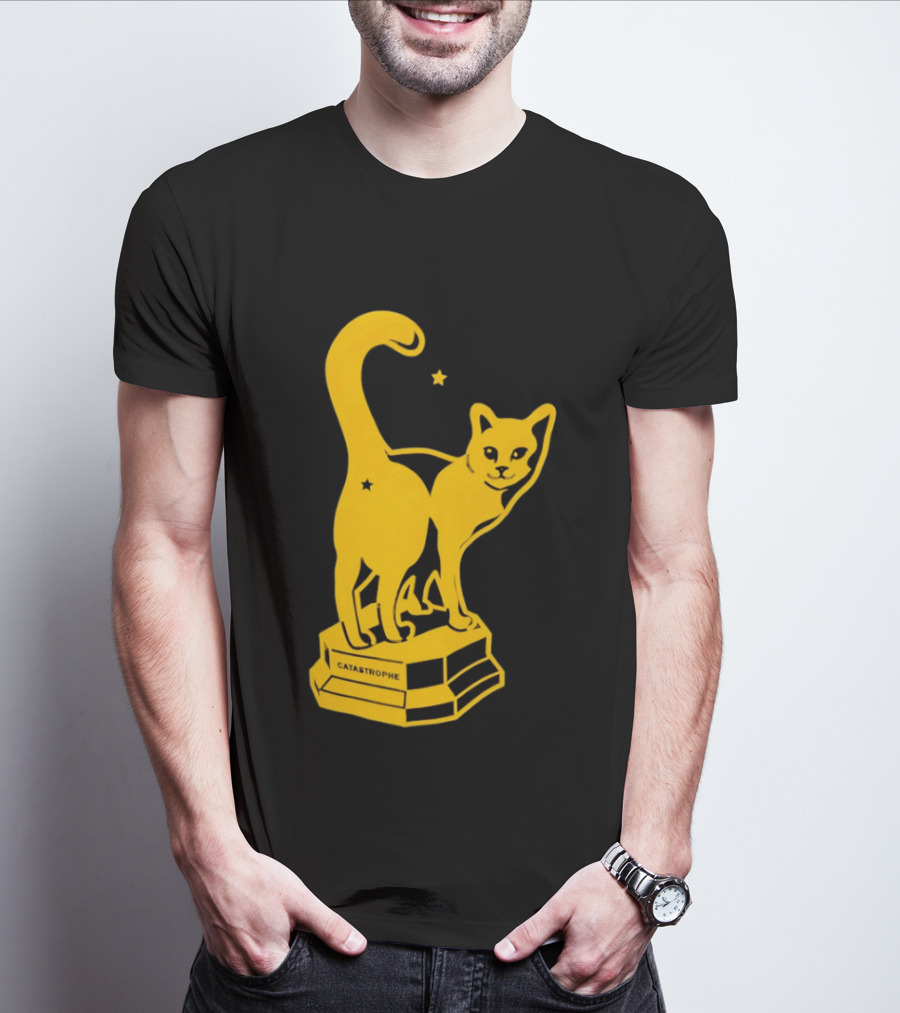 Catastrophe Cat Trophy Black Yellow Star Award T-Shirt