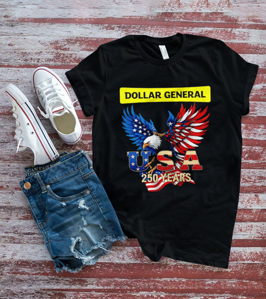 Dollar General Eagle USA 250 Years Of America Flag T-Shirt