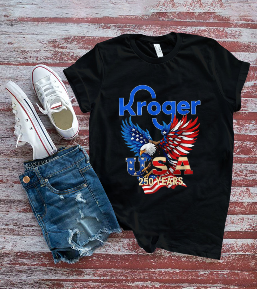 Kroger Eagle USA 250 Years American Flag T-Shirt