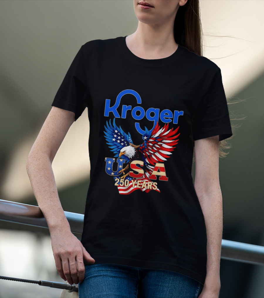 Kroger Eagle USA 250 Years American Flag T-Shirt