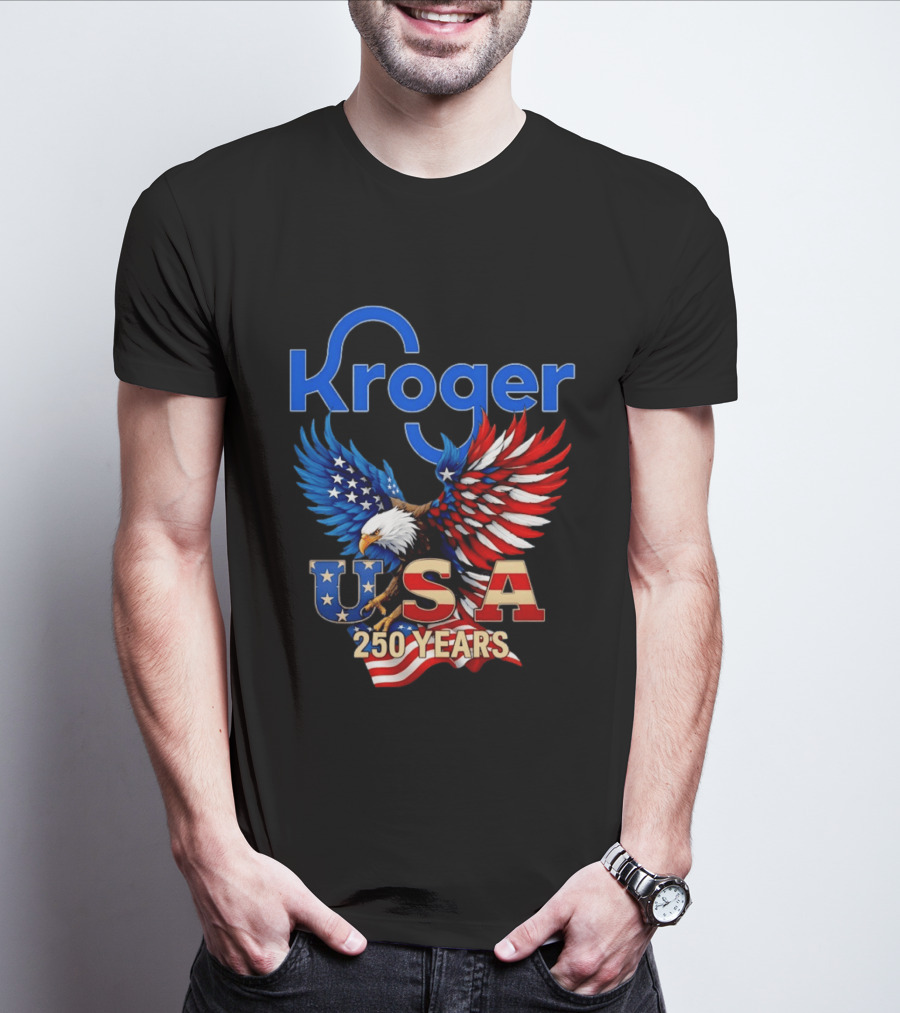Kroger Eagle USA 250 Years American Flag T-Shirt