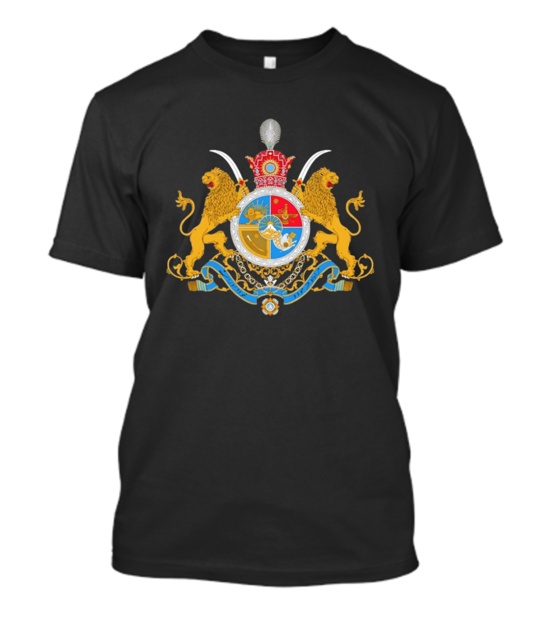 Imperial Lion And Crown Emblem Of Iran Dual Sword Legacy T-Shirt
