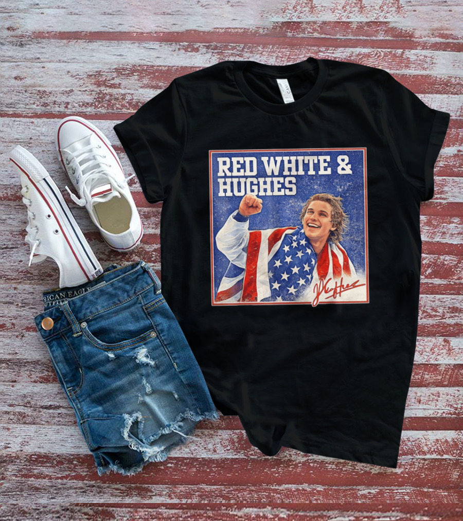 Red White & Hughes USA Jack Hughes Signature Fist Pump Celebration T-Shirt