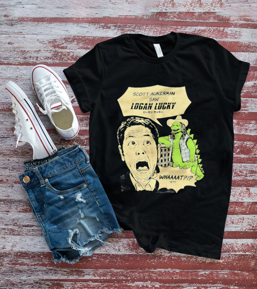 Scott Aukerman Saw Logan Lucky Japanese Text Surprised Face Monster WHAAAT?!? T-Shirt