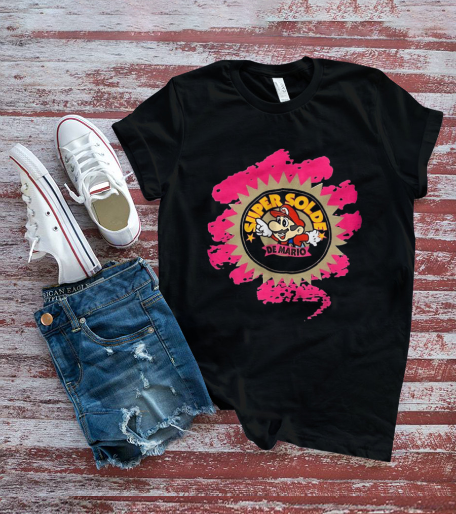 Super Solde De Mario Retro Emblem Burst T-Shirt