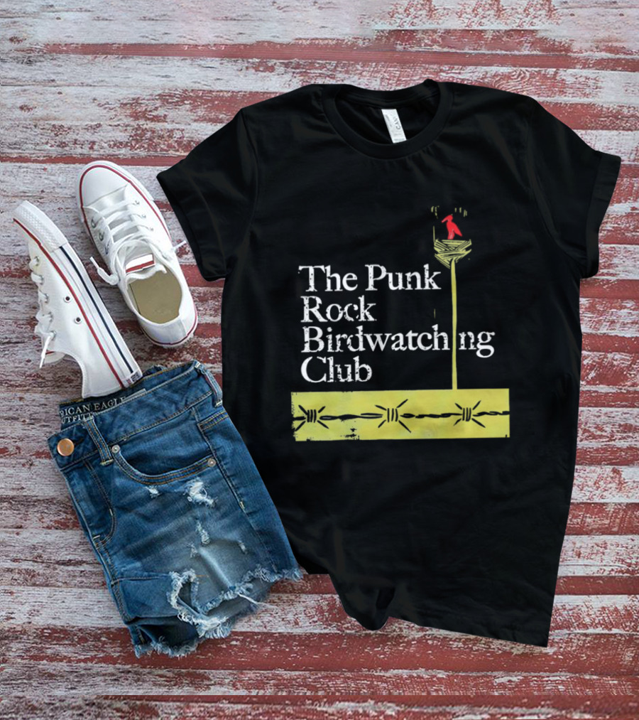 The Punk Rock Bird Ing Club Red Bird Perched On Column T-Shirt