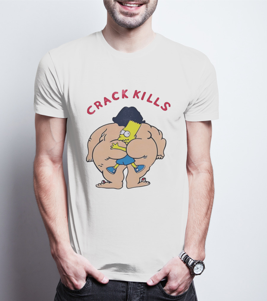 Crack Kills Bart Parody Cartoon Humor T-Shirt