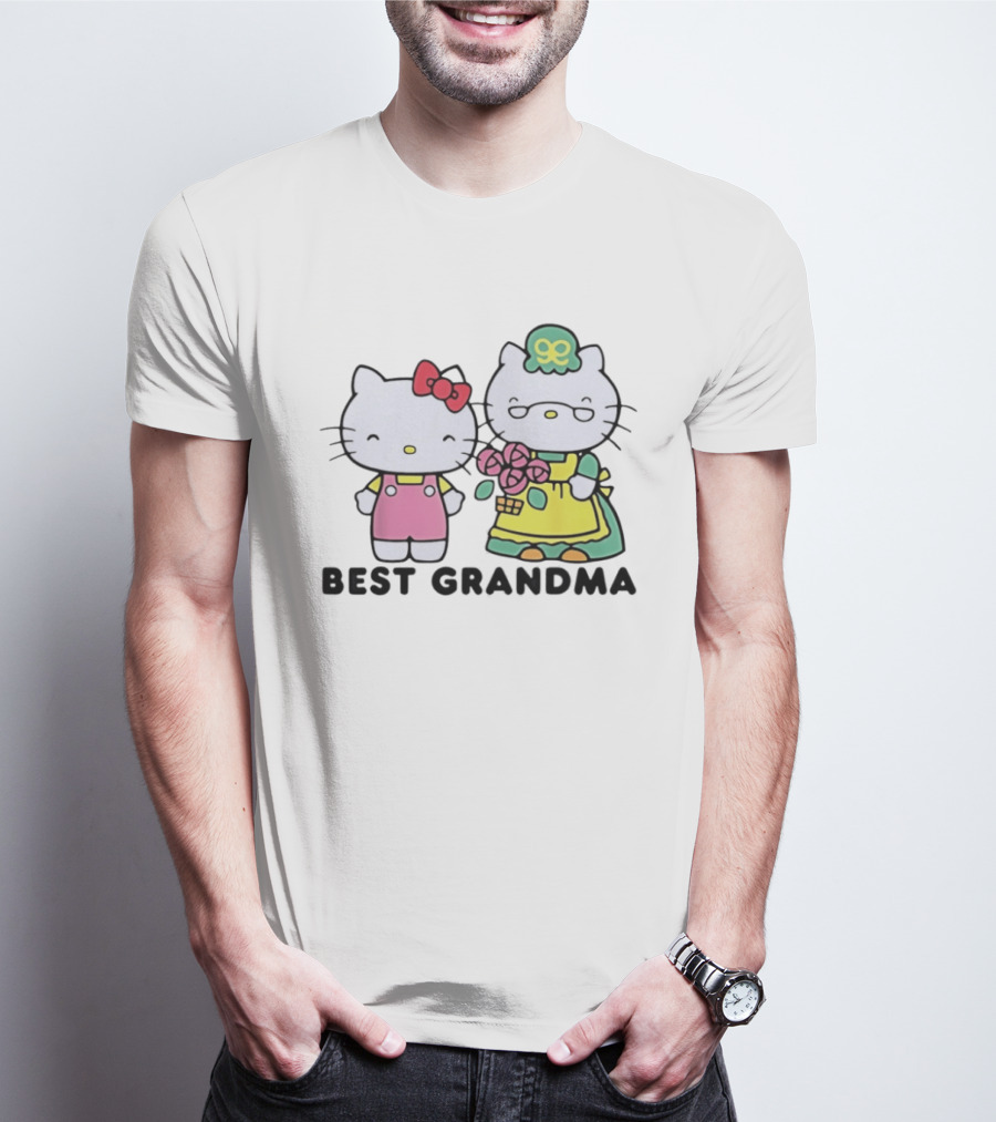Hello Kitty Best Grandma With Flowers T-Shirt