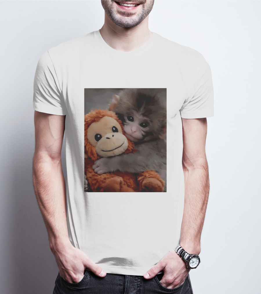 I Love Punch Monkey Hugging Stuffed Monkey T-Shirt