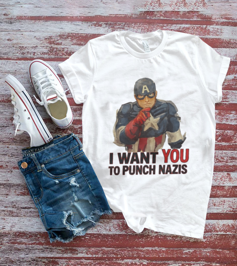 I Want You To Punch Nazis Captain America T-Shirt