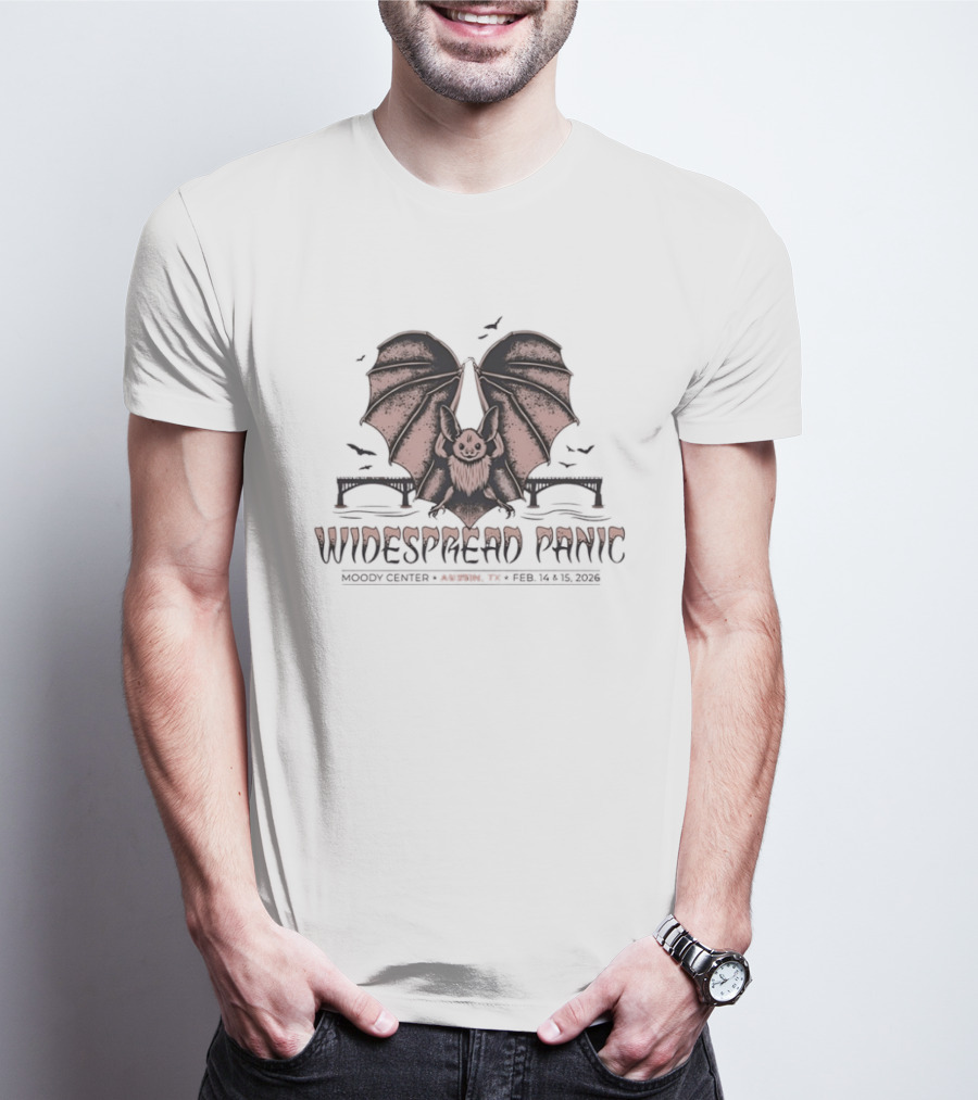 Widespread Panic Austin Texas 2026 Bat Wings And Bridges T-Shirt