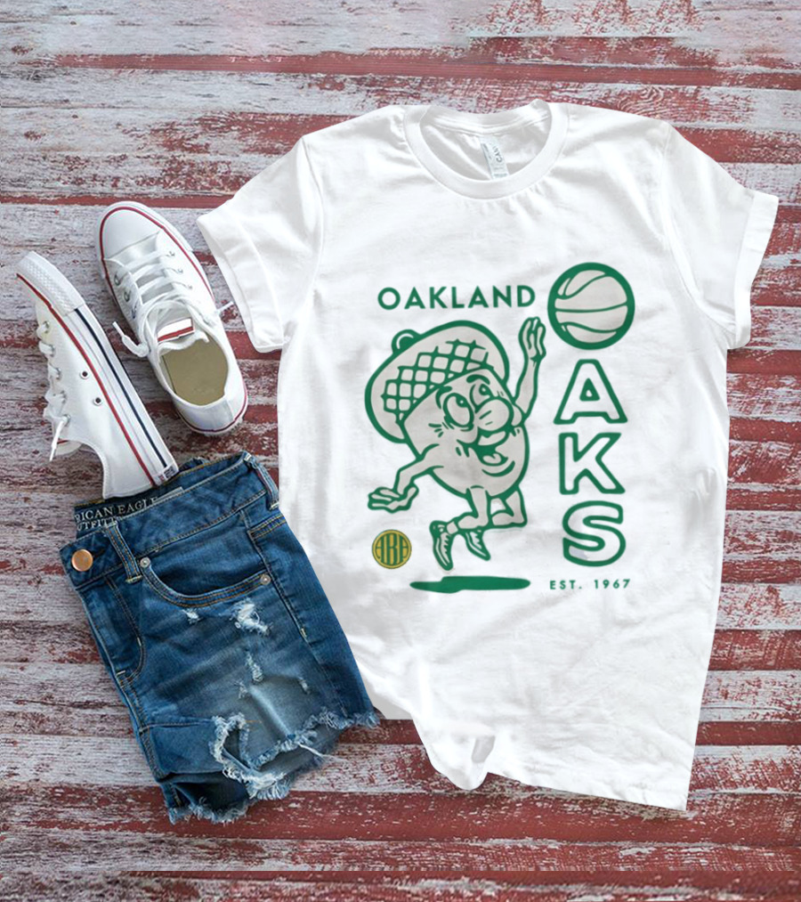 Oakland Oaks ABA 1967 Basketball Cartoon Acorn T-Shirt