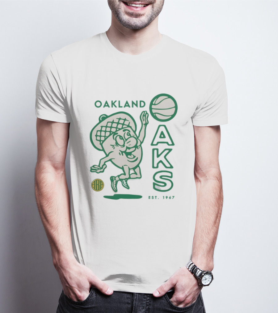 Oakland Oaks ABA 1967 Basketball Cartoon Acorn T-Shirt