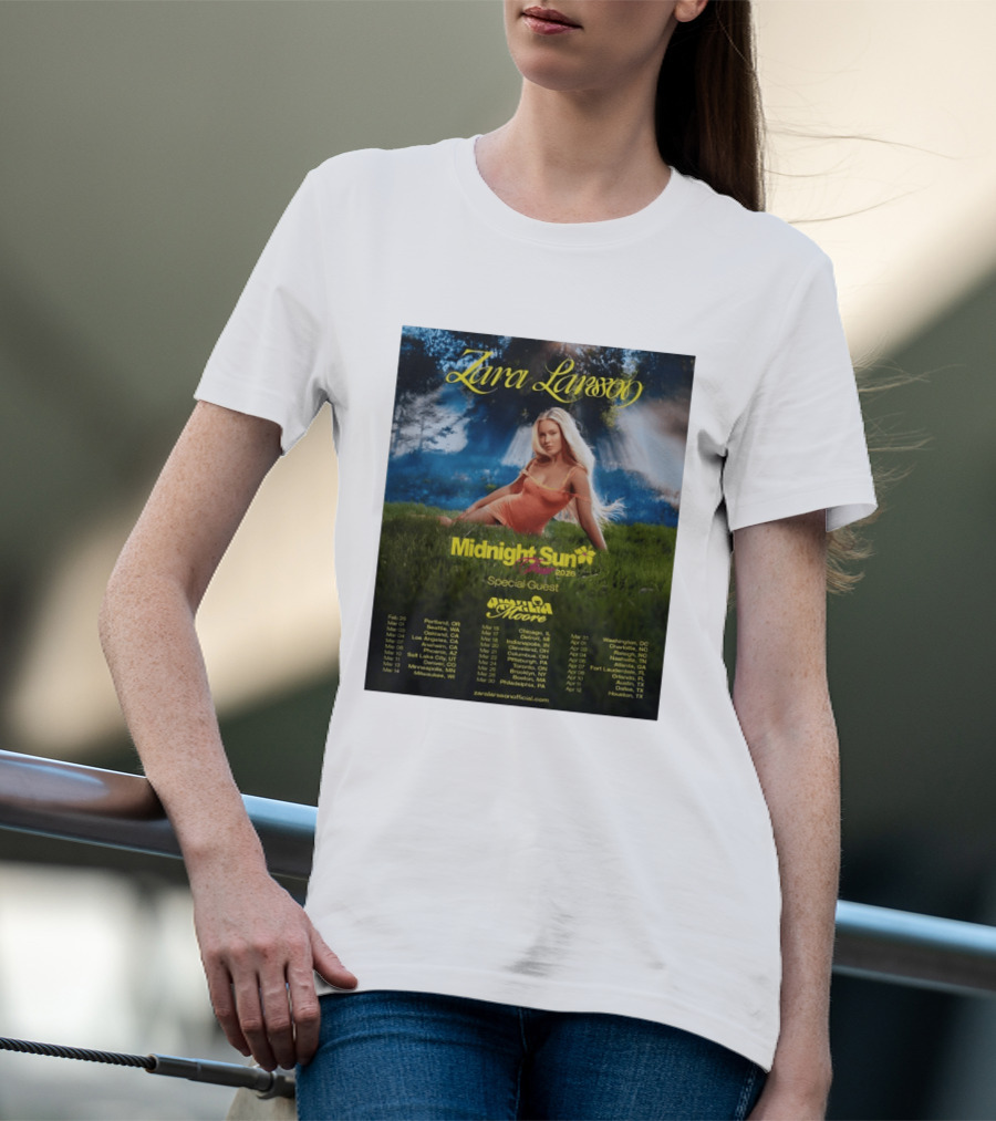 Zara Larsson Midnight Sun Tour 2026 Special Guest Moore Dates And Locations T-Shirt