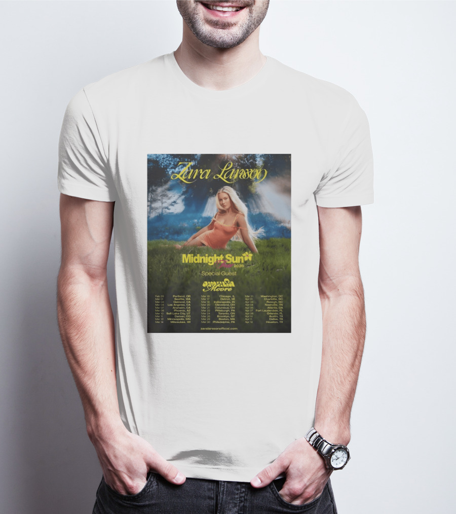 Zara Larsson Midnight Sun Tour 2026 Special Guest Moore Dates And Locations T-Shirt