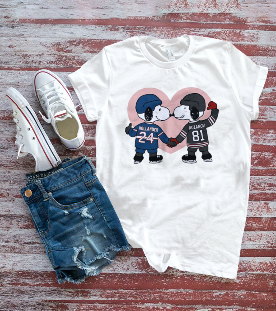 Snoopy Hockey Romance With Ilya Rozanov And Shane Hollander T-Shirt
