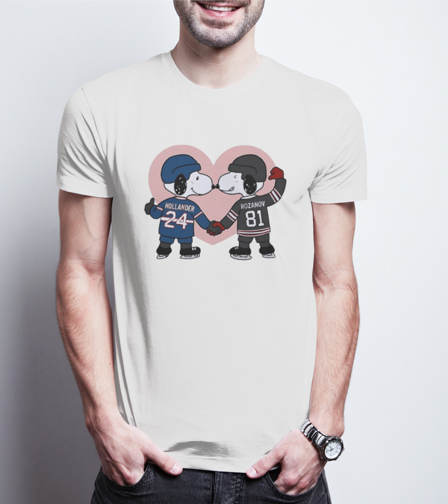 Snoopy Hockey Romance With Ilya Rozanov And Shane Hollander T-Shirt