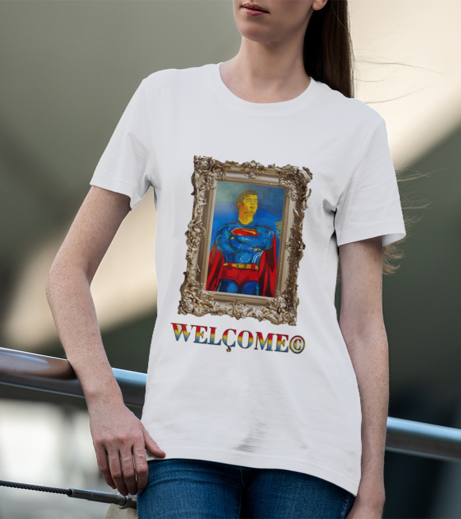 Superpunk Welcome Superman Iconic Gold Frame T-Shirt