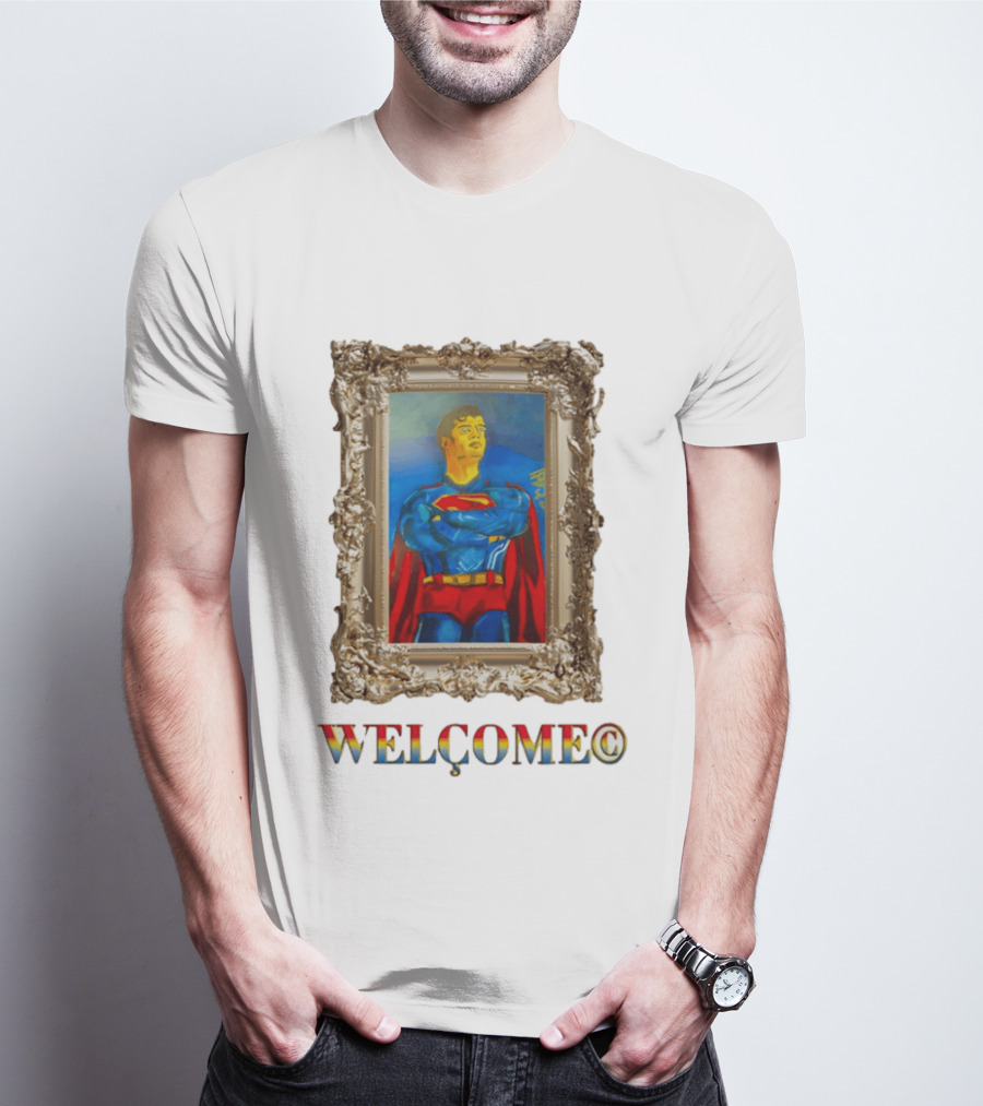 Superpunk Welcome Superman Iconic Gold Frame T-Shirt